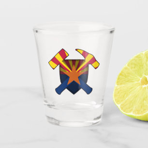 Verre A Shot Logo Rock Hammer du géologue de l'Arizona