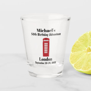 Verre A Shot Londres Angleterre Red Phone Booth Anniversaire Vo