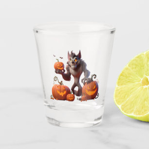 Verre A Shot Loup-garou d'Halloween et citrouilles