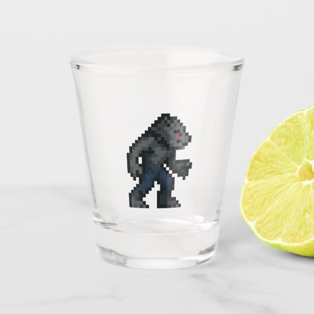Verre A Shot Loup-garou Rétro 8-bits  (Devant)