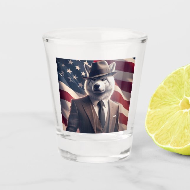Verre A Shot Loup patriotique   (Devant)