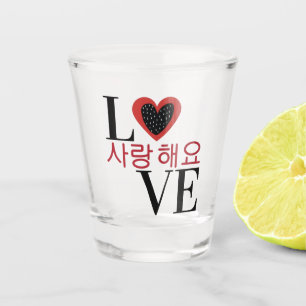 Verre A Shot LOVE 사 랑 해 요 "Je t'aime" en Soju coréen