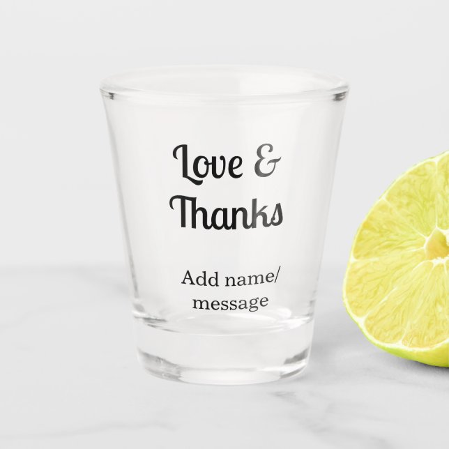 Verre A Shot Love and thanks business name text message (Devant)