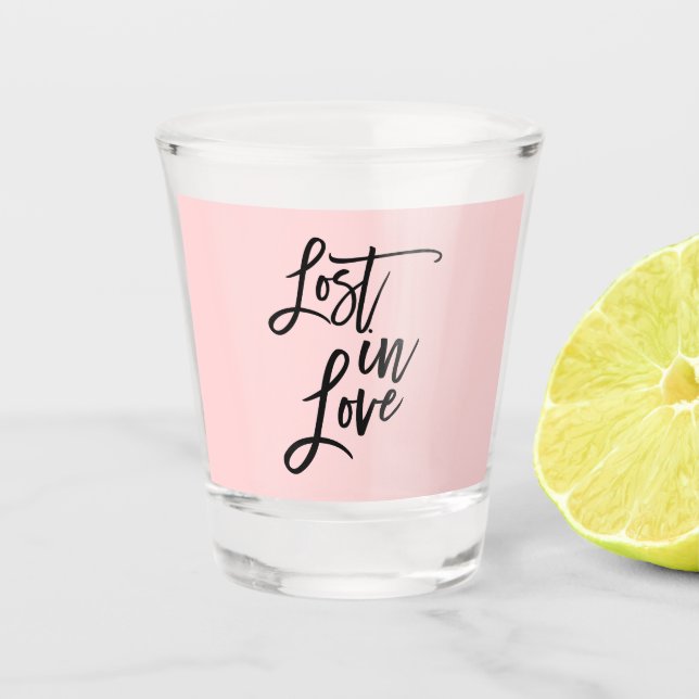 Verre A Shot Love in Love Black Pink Brushstroke Citation (Devant)