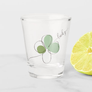Verre A Shot Lucky Four Leaf Clover minimaliste ligne art