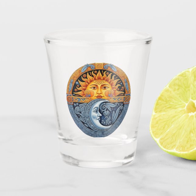 Verre A Shot Lune mexicaine et soleil (Devant)
