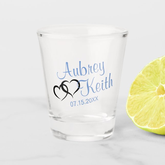Verre A Shot Lunettes de mariage avec nom de mariée et de chamb (Devant)
