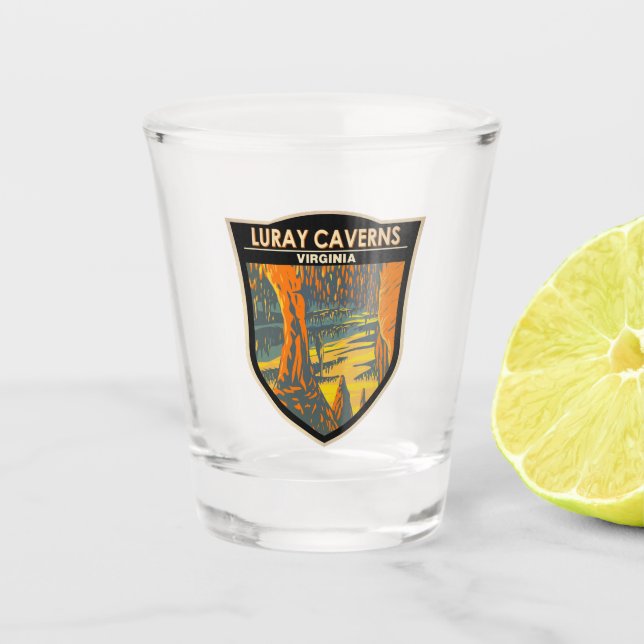 Verre A Shot Luray Caverns Virginia Travel Art Badge (Devant)