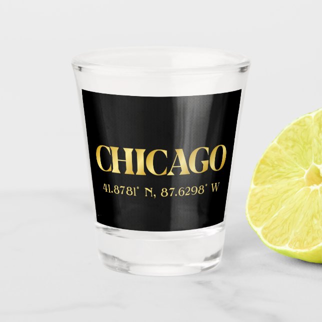 Verre A Shot Lux Gold Chicago Latitude & Longitude (Devant)