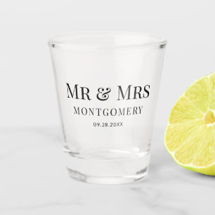 Verre A Shot M. et Mme Mariage Simple Classique Élégant