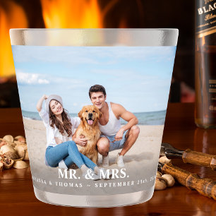 Verre A Shot M. & Mme Photo personnalisée Nouveau nom Date Mari