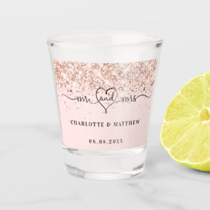 Verre A Shot M. mrs nouvellement mariés rose or pétikles mariag