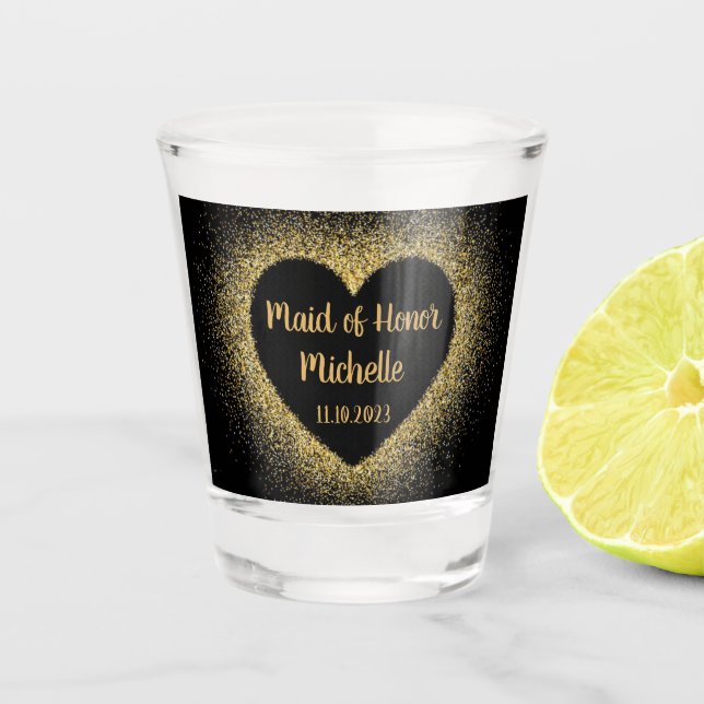 Verre A Shot Maid of Honor Gold Nom du coeur Cadeaux Mariage (Devant)