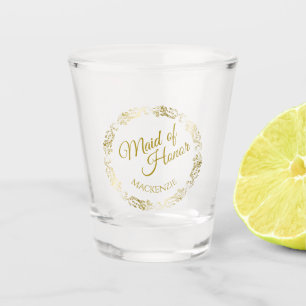 Verre A Shot Maid of Honor Lacy Gold Border Wedding Favor