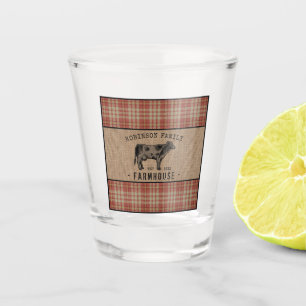 Verre A Shot Maison de ferme Russe Vache Rouge Plaid Burlap