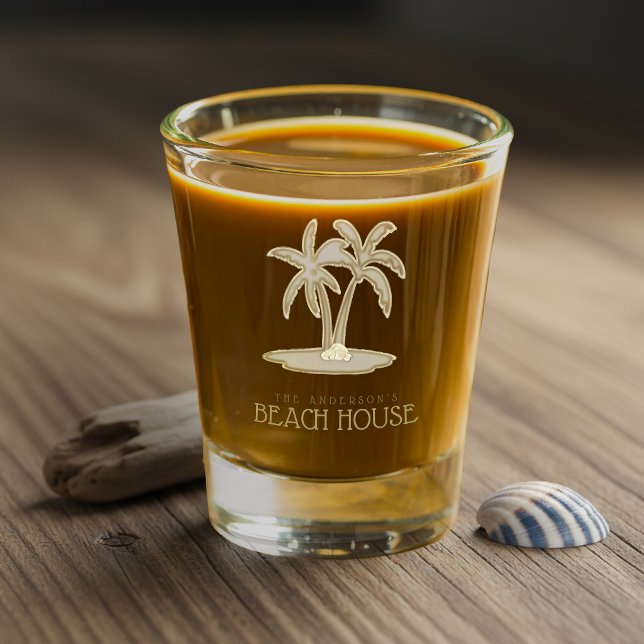 Verre A Shot Maison de plage Palmiers Or ID623 (Créateur téléchargé)