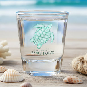 Verre A Shot Maison de plage Tortue Aqua Blue ID623