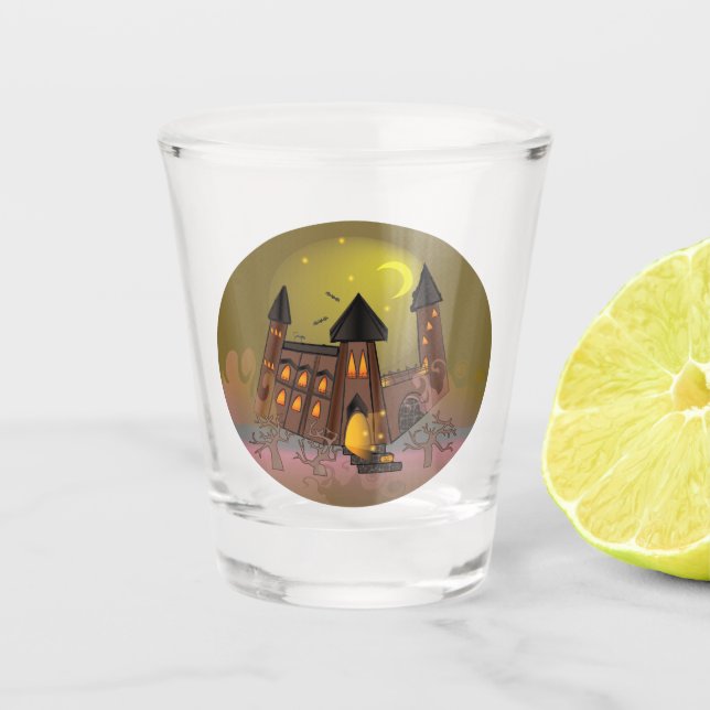 Verre A Shot Maison de sorcière éffrayante Halloween et château (Devant)