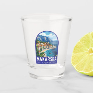 Verre A Shot Makarska Croatie Emblème d'art de voyage