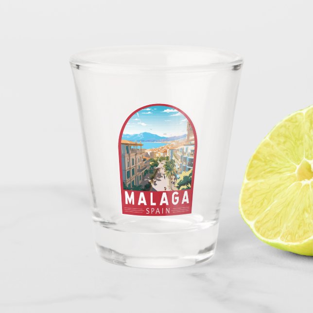 Verre A Shot Malaga Espagne Travel Art Vintage (Devant)