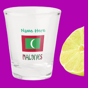 Verre A Shot Maldives Drapeau Maldivien Vert Personnalisé