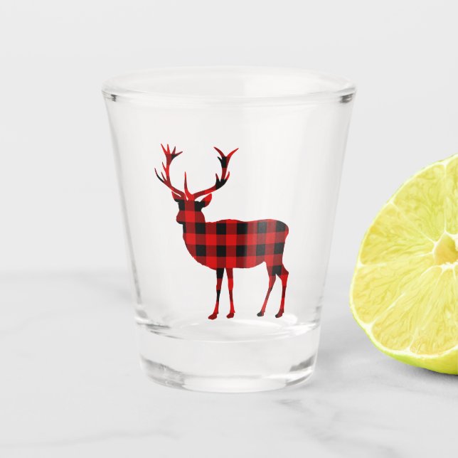 Verre A Shot Mâle de Noël de plaid de Buffalo (Devant)