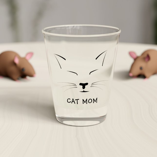 Verre A Shot Maman Chat Chaton Mignon Endormi Nom (Purrfect shot glass for the cat mom in your life (or cat dad) just add their name!)