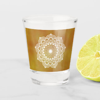 Verre A Shot Mandala blanc sur fond doré