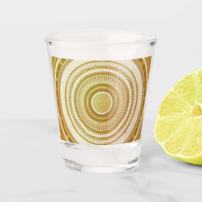 Verre A Shot Mandala d'or et de paillettes (Devant)