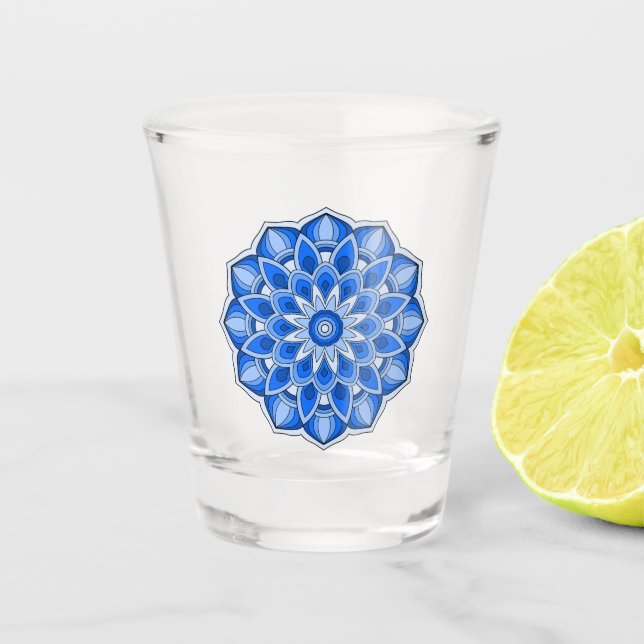 Verre A Shot Mandala en bleu (Devant)