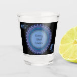 Verre A Shot Mandala Men's 40th Birthday Party Ajouter le nom T<br><div class="desc">Mandala bleu avec texte personnalisé</div>