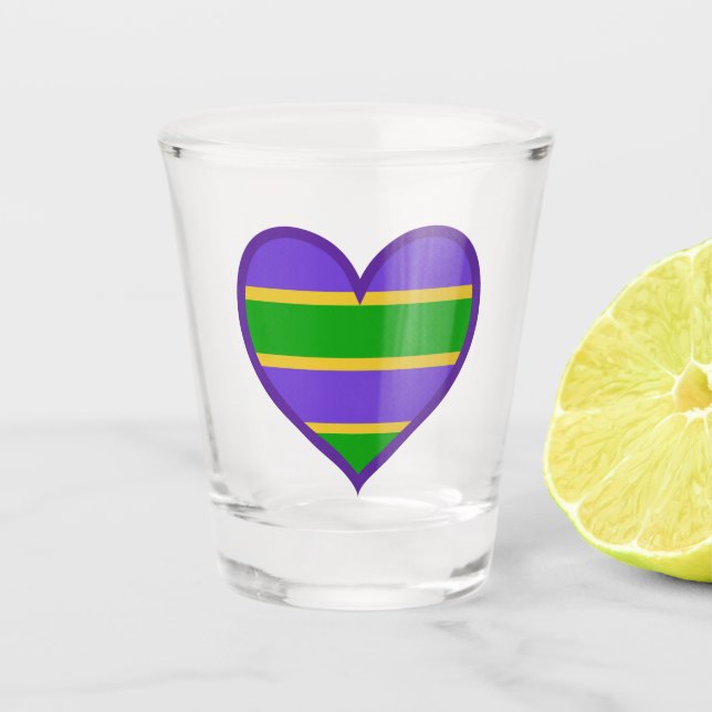 Verre A Shot Mardi Gras Coeur pourpre rayé (Devant)