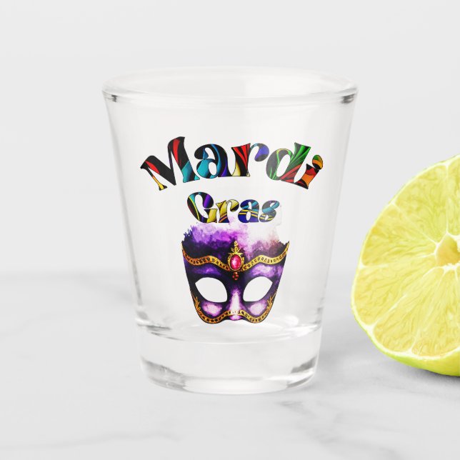 Verre A Shot Mardi Gras - Masque Violet Gras Mardi Nouvelle-Orl (Devant)