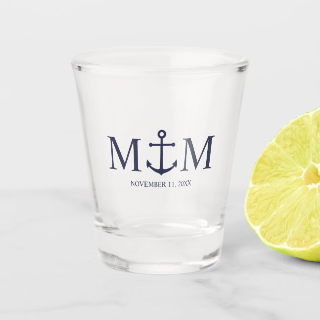 Verre A Shot Mariage Ancre bleu marine (Devant)