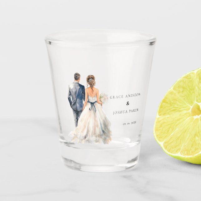 Verre A Shot Mariage aquarelle Couple Mariage (Devant)