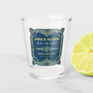 Verre A Shot Mariage Art déco Père de la Groom Gold Favor