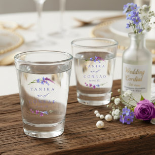Verre A Shot Mariage aux Fleurs Sauvages Aquarelle Noms Péri ID
