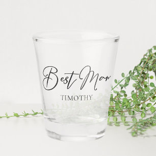 Verre A Shot Mariage chic noir blanc moderne personnalisé témoi