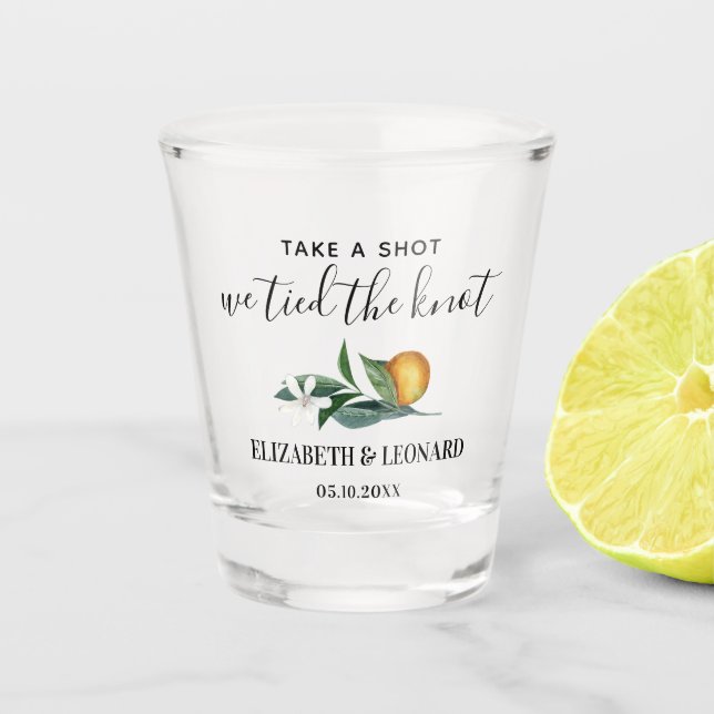 Verre A Shot Mariage Citrus Favor prendre une photo nous avons  (Devant)