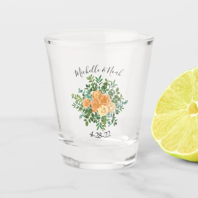 Verre A Shot Mariage classique Floral Roses (Devant)
