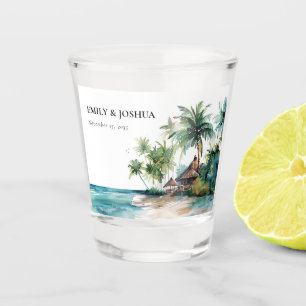 Verre A Shot Mariage d'aquarelle de plage Tropical