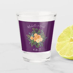 Verre A Shot Mariage de pêche violet Roses floraux