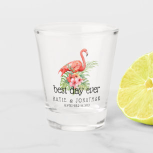 Verre A Shot Mariage de rêve flamant floral tropical