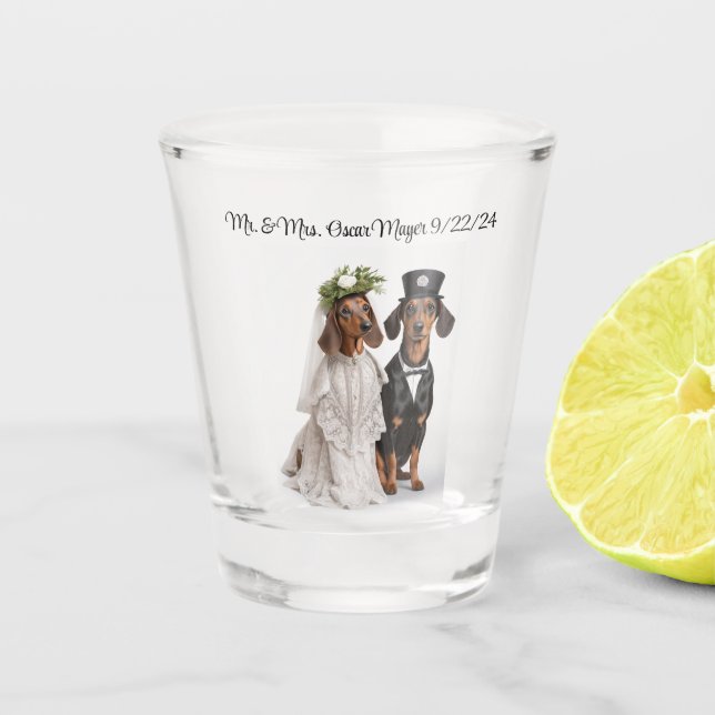 Verre A Shot Mariage de teckel (Devant)