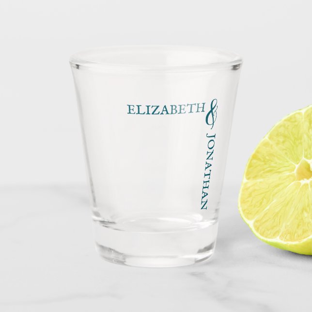 Verre A Shot Mariage de typographie moderne Turquoise foncé (Devant)