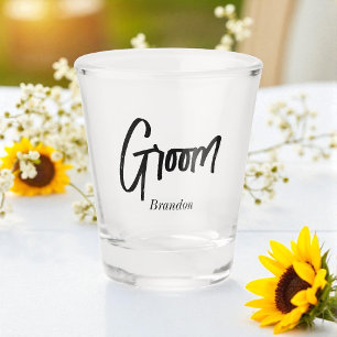 Verre A Shot Mariage écriture noire et blanche pour homme