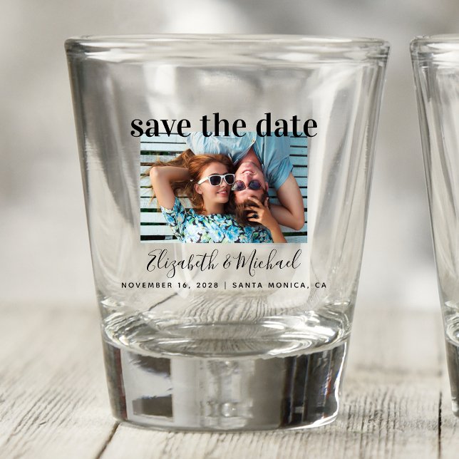 Verre A Shot Mariage Enregistrer la date Photo Custom Shot Glas (Créateur téléchargé)