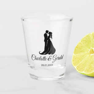 Verre A Shot Mariage Faveurs Couple Danse Monogramme Moderne Si