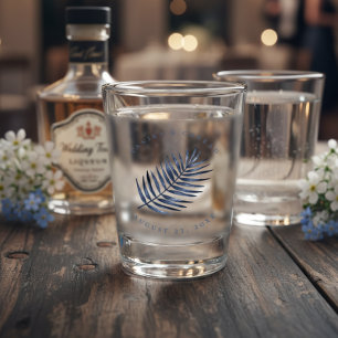 Verre A Shot Mariage feuille de palmier luxuriante bleu ID956