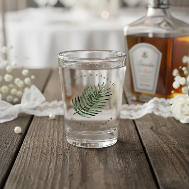 Verre A Shot Mariage feuille de palmier luxuriante vert mousse  (Créateur téléchargé)